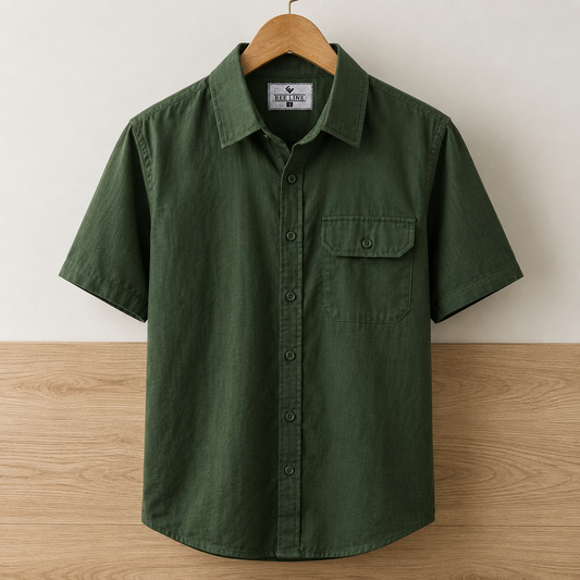 Single Pocket Half Sleeve Shirt - Green
