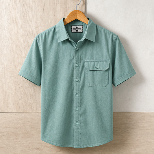 Single Pocket Half Sleeve Shirt - Sea Green