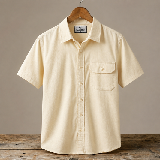 Single Pocket Half Sleeve Shirt - Cream