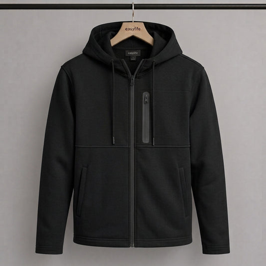 Men's Arms Full Zip Hooded Jacket - Pure Black