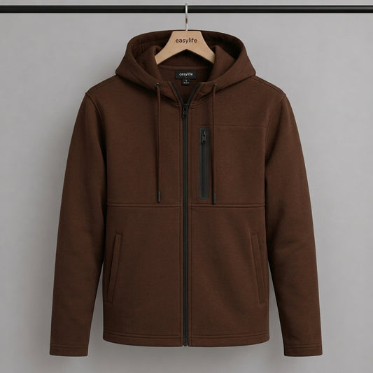 Men's Arms Full Zip Hooded Jacket - Dark Brown