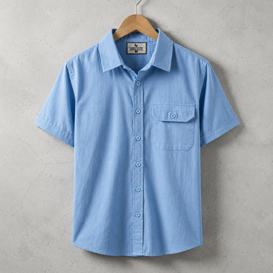 Single Pocket Half Sleeve Shirt - Sky Blue