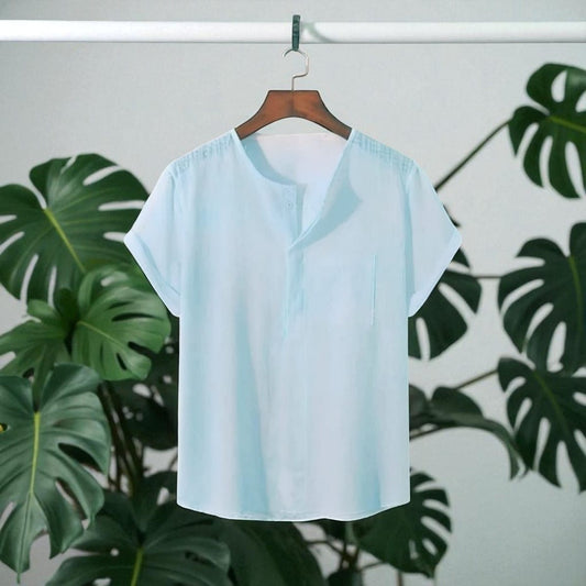 Sky Color O Neck Half Sleeve Katua