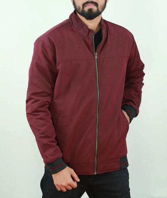 High Neck Maroon Color Jacket