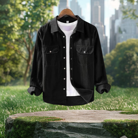 Tow Pocket Black Color Shirt