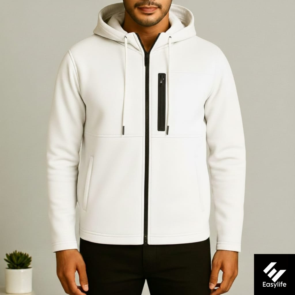 Men's Arms Full Zip Hooded Jacket - White