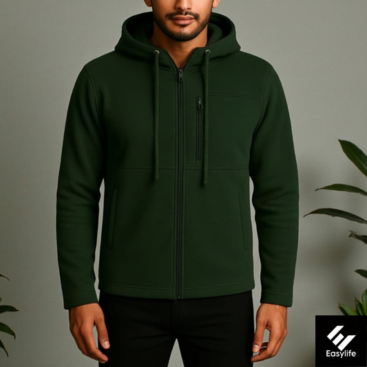 Men's Arms Full Zip Hooded Jacket - Bottle Green