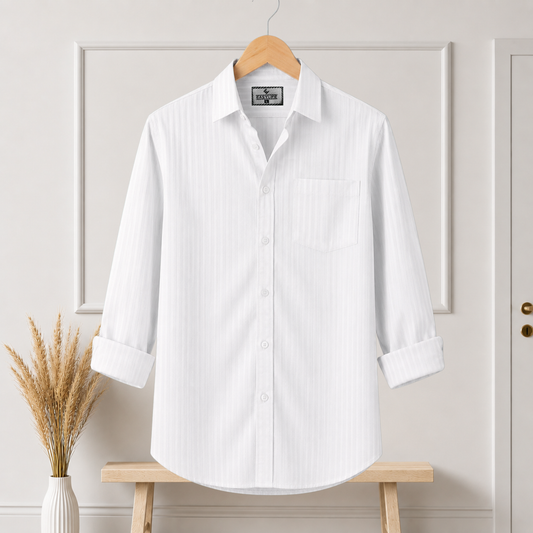 Fine Cotton Stripe Shirt – White