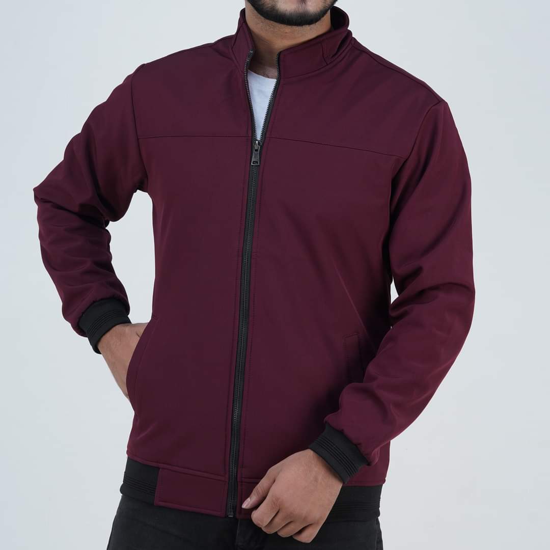 Bonded High Neck Marron Color Jacket