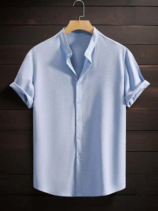 Band collar Sky Blue color shirt