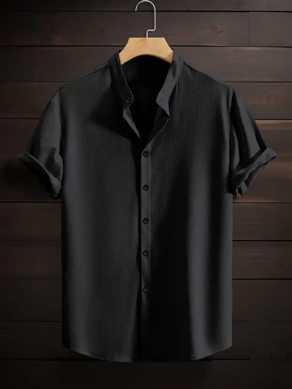 Band collar Black color shirt