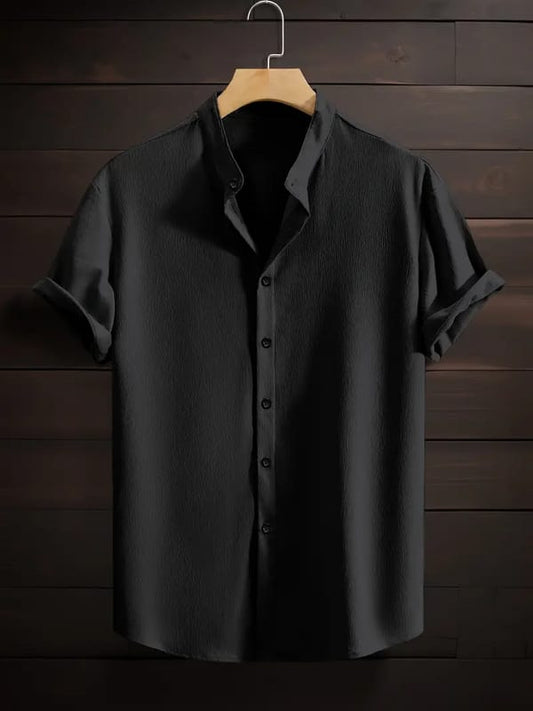 Band collar Black color shirt