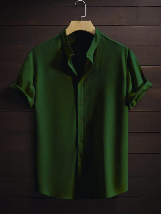 Band collar Olive color shirt