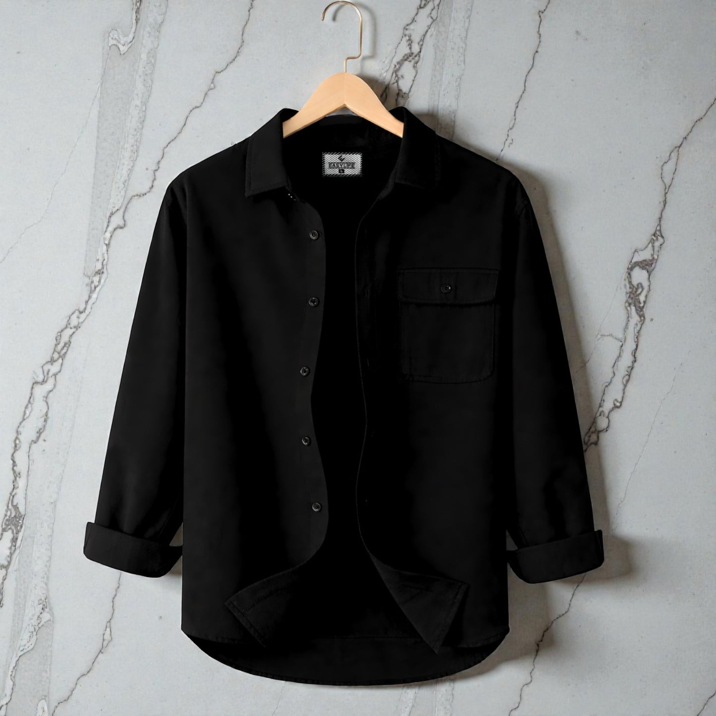 Single Pocket Casual Shirt - Black
