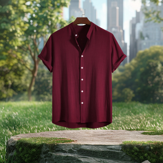 Marron coler Band Coller Shirt