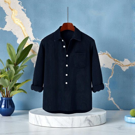 Luxury Full Sleeve Cord Katua - Navy