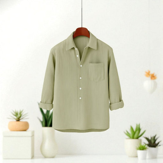 Luxury Full Sleeve Cord Katua -Light Moss Green