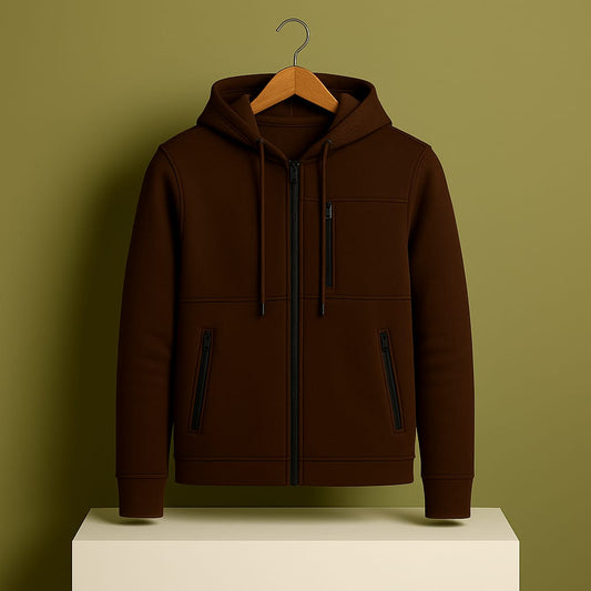 Men's Arms Full Zip Hooded Jacket - Marron