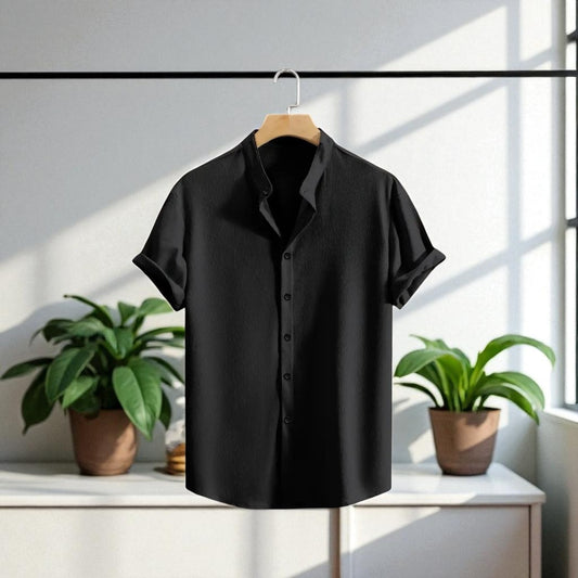 Band collar Black color shirt