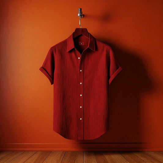 Luxury Marron Color Half Sleeve Shirt