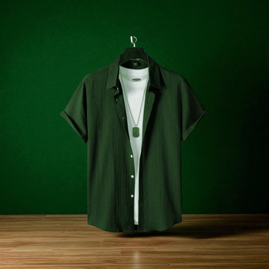 Bottle Green Color Viscox Shirt
