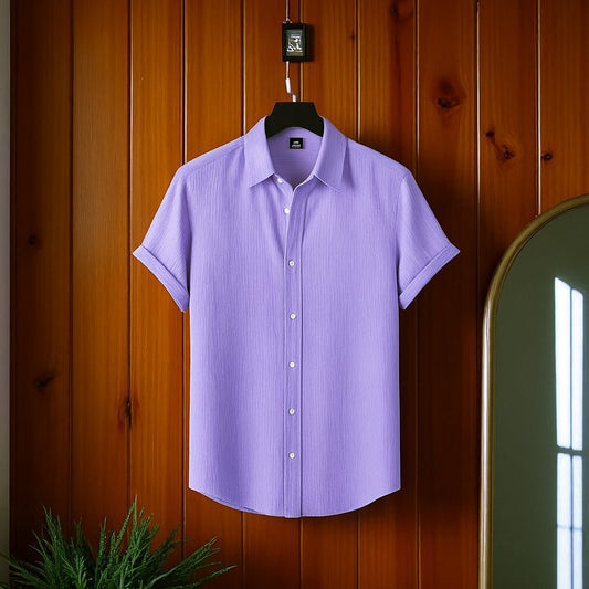 Luxury Lite Purple Color Half Sleeve Shirt